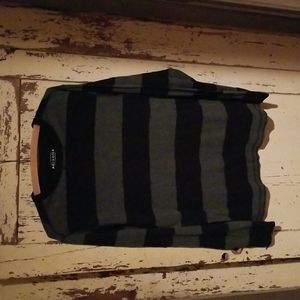 Men's Arizona Black/Gray Striped Crew Neck Pullover Long Sleeve Sweater Size XL